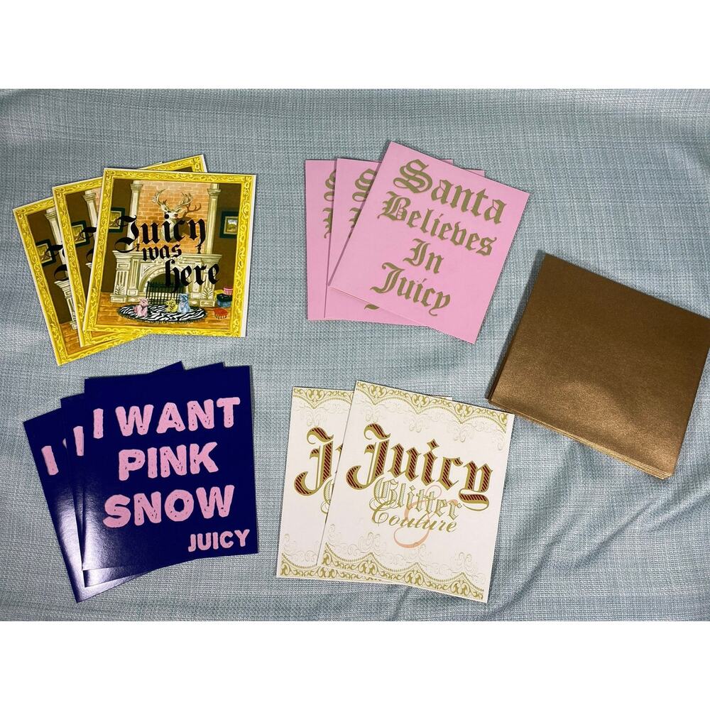 Juicy Couture Greeting/Christmas Cards Envelopes Y2K Blank New Set 11 Stationary